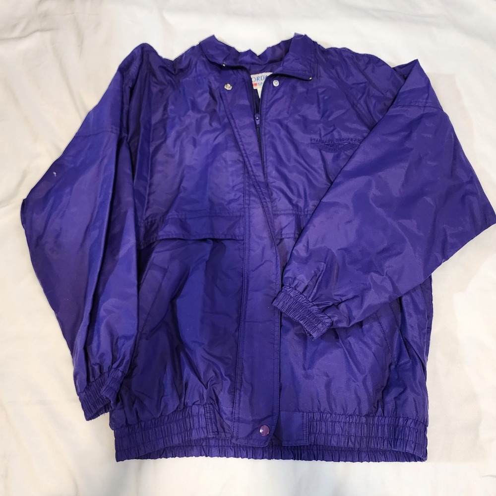 Vintage Jordache Sport Size‎ L Purple Snap Windbreaker Preppy